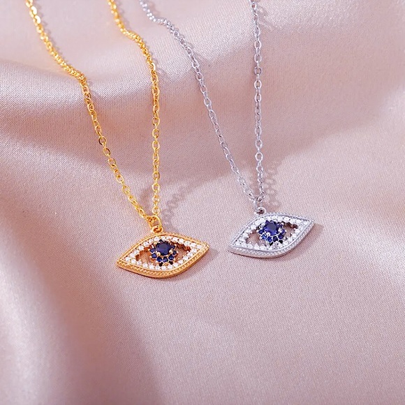 🔵𝟲𝟱%𝗢𝗙𝗙 𝗯𝘂𝗻𝗱𝗹𝗲𝘀 𝟯+🔵 NEW CZ Evil Eye Stainless Steel Necklace - Picture 8 of 11